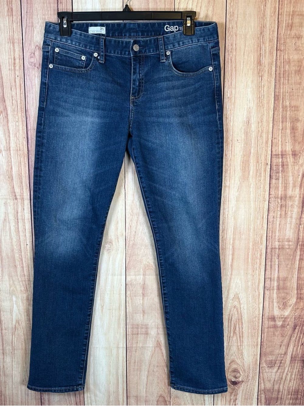 GAP Womens Jeans Sz 31 / 12 Mid Rise Straight Leg  Blue Denim Stretch Pants #225 - Picture 2 of 16